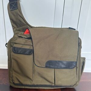 Diaper Dude Messenger II. Olive Green Messenger Bag with Black Accents